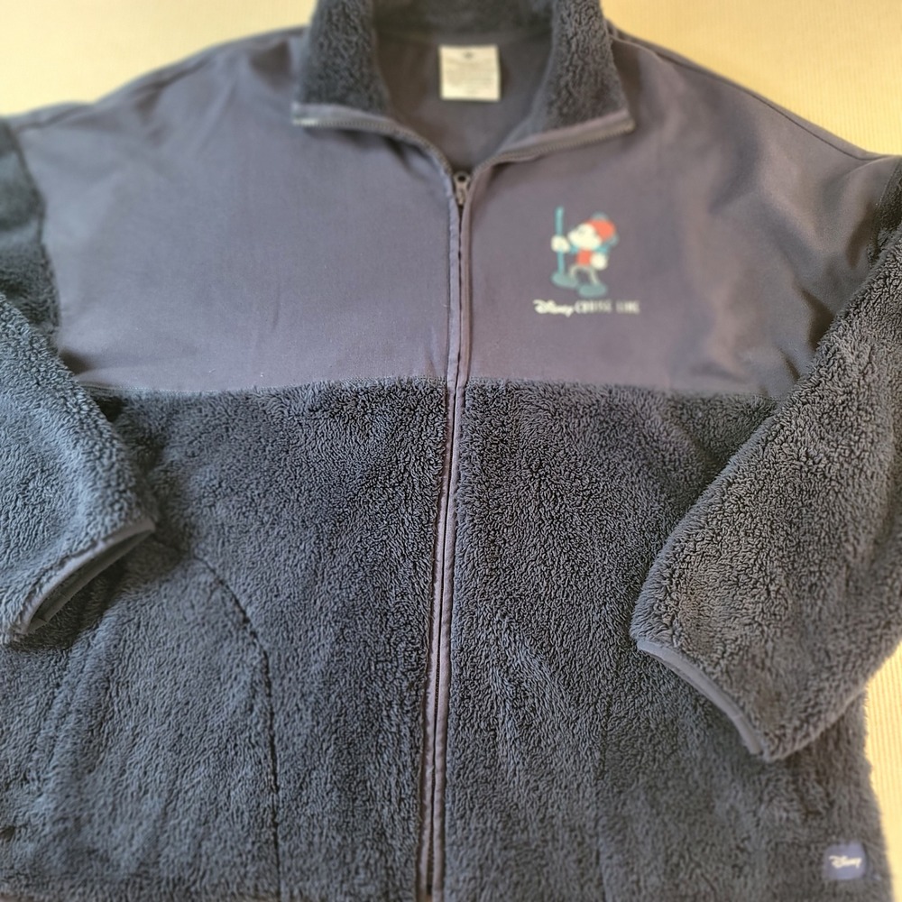 Disney Cruise Line Captain Mickey Mouse Sherpa Fleece Full Zip Jacket Navy Blue